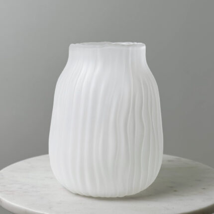 White Matte Glass Vase 8 in